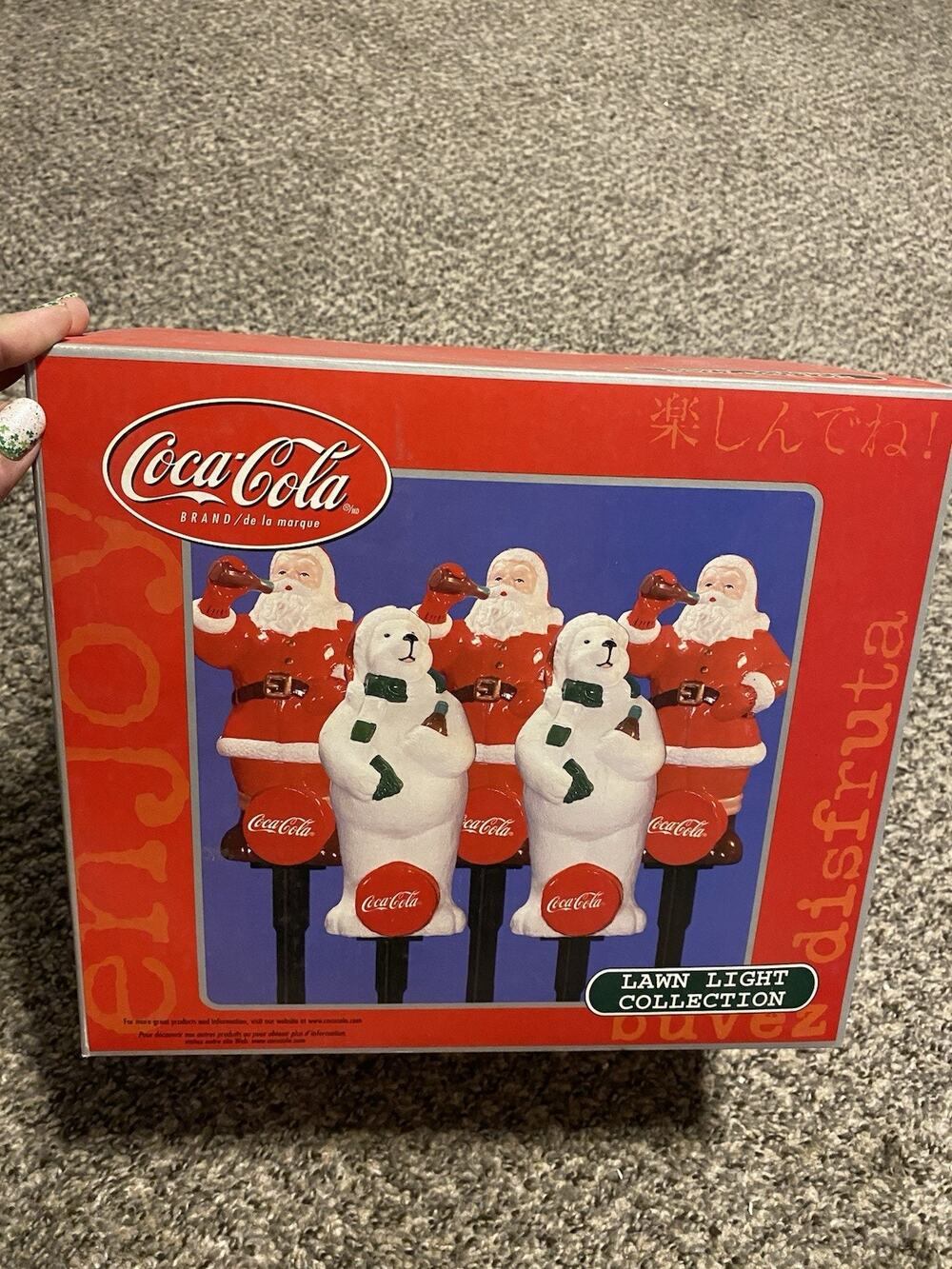 VINTAGE Set Of 5 COKE COCA-COLA Santa Polar Bear 10" Christmas Lawn Lights